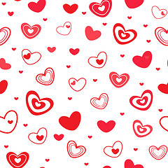 Image showing Seamless pattern with different red hearts