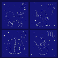 Image showing Four Zodiac signs: Leo, Virgo, Libra, Scorpio