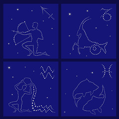 Image showing Four Zodiac signs: Sagittarius, Capricorn, Aquarius, Pisces