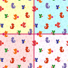 Image showing Four seamless vector patterns with animals