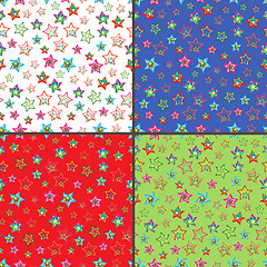 Image showing Four seamless vector patterns with colorful stars