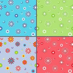 Image showing Four seamless vector patterns with chamomile flowers