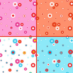 Image showing Four seamless vector patterns with daisies