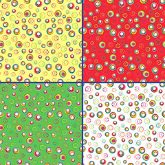 Image showing Four seamless vector patterns with colorful circles