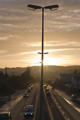 Image showing Sunset in traffic