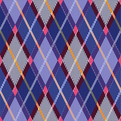 Image showing Rhombic tartan blue and pink fabric seamless texture