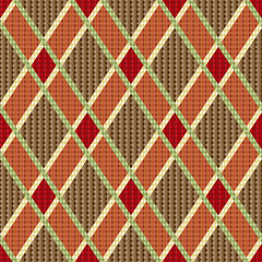 Image showing Rhombic tartan red and brown fabric seamless texture