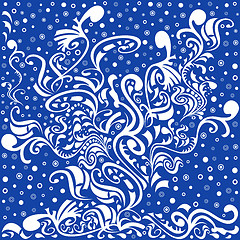 Image showing Abstract floral blue and white pattern