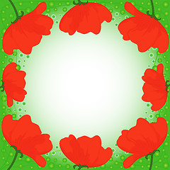 Image showing Postcard with several red poppies