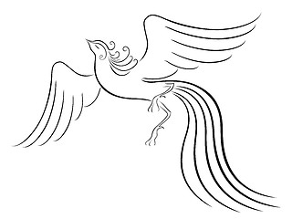 Image showing Black graceful Firebird contour