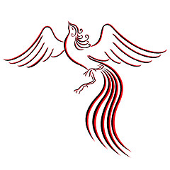 Image showing Black and red graceful Firebird contour