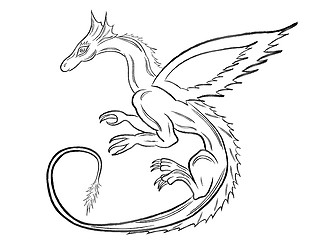 Image showing Black dragon over white