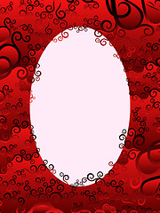 Image showing Oval frame with floral elements in red hues