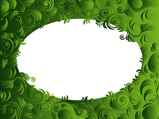 Image showing Oval frame with floral elements in green hues