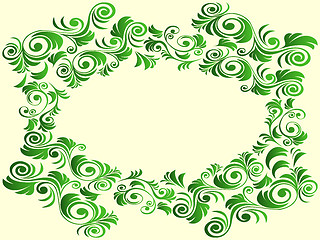 Image showing Floral elements in green hues over light yellow