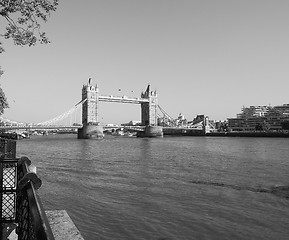 Image showing Black and white Tower Bridge in London