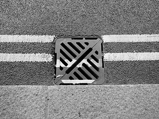 Image showing Black and white Manhole detail