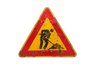 Image showing Road works sign isolated