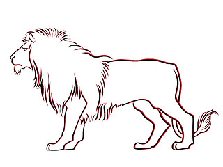 Image showing Black and red graceful Lion contour