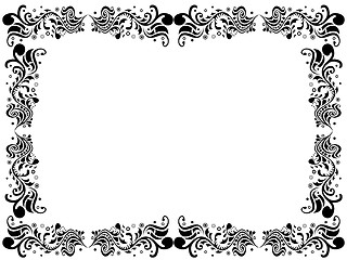 Image showing Black and white blank border with floral elements