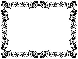 Image showing Black and white frame of blank with floral elements