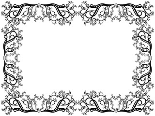 Image showing Black and white frame with floral elements