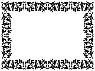 Image showing Black and white floral elements on blank frame