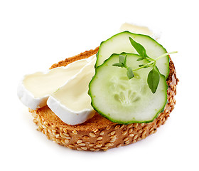 Image showing toasted bread with brie and cucumber