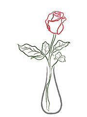 Image showing Stylized red rose in a vase