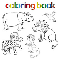 Image showing Kit of animals for coloring book