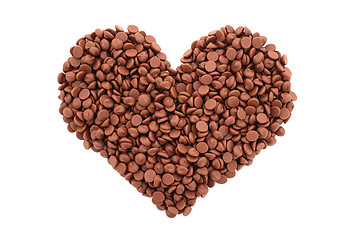 Image showing Milk chocolate chips in a heart shape