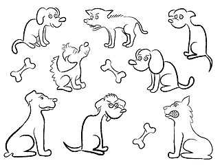 Image showing Set Of Cartoon Dogs