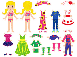 Image showing Paper doll and clothes set for her 