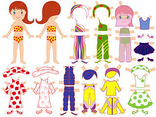 Image showing Paper doll and a set of clothing for the summer season