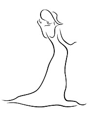 Image showing Female contour with a hat and a long dress