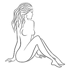 Image showing Beautiful female contour with flowing hair