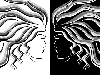 Image showing Female head silhouettes