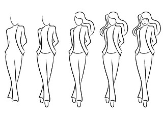 Image showing Sequence of drawing a beautiful female contour