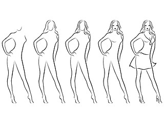 Image showing Beautiful female contour in drawing sequence