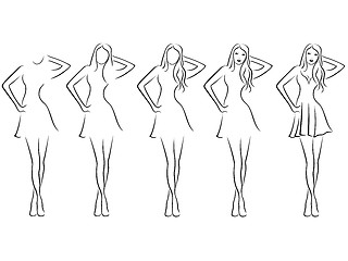 Image showing Beautiful young women contour in drawing sequence