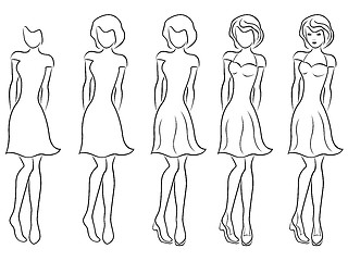 Image showing Beautiful women contour in drawing sequence