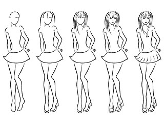 Image showing Attractive women contour in drawing sequence