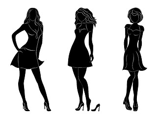 Image showing Three beautiful slim women silhouettes 