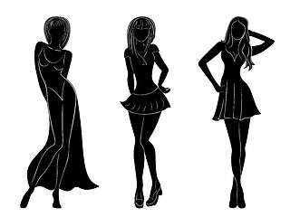 Image showing Three slim attractive women silhouettes