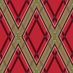 Image showing Rhombic tartan red and green fabric seamless texture