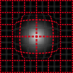 Image showing Red grid lighting convex background