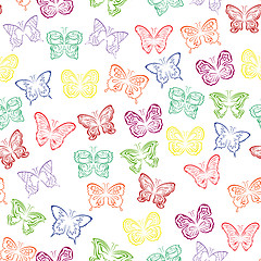 Image showing Seamless pattern with colorful butterflies
