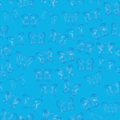 Image showing Seamless pattern with blue gradient butterflies