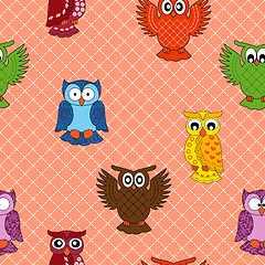 Image showing Colourful owl seamless pattern