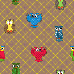 Image showing Multicolour owl seamless pattern